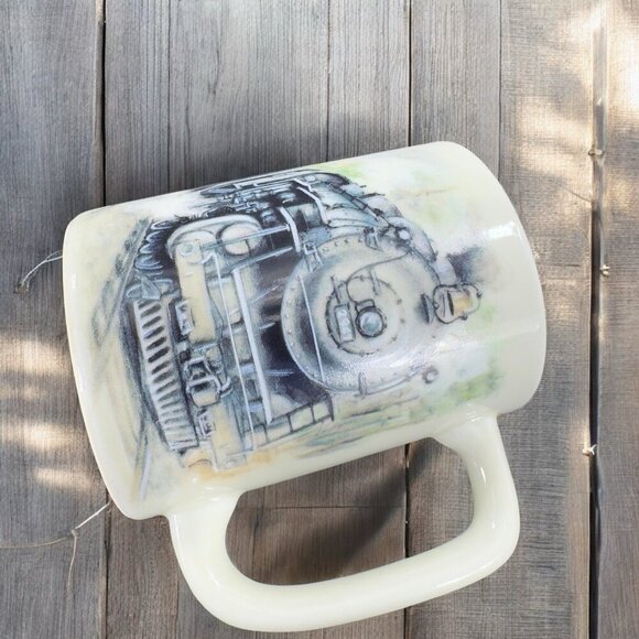 Otagiri Steam Engine Train Ceramic Mug Cup 8oz Japan Stoneware Sunrise Pub VTG - Picture 3 of 12